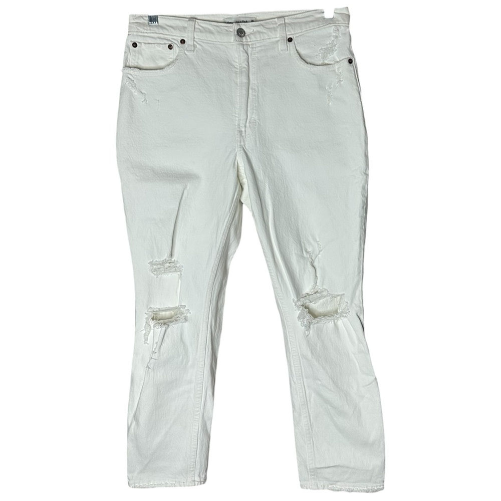 Abercrombie & Fitch Skinny High Rise White Distressed Jeans Size 30 / 10 Short